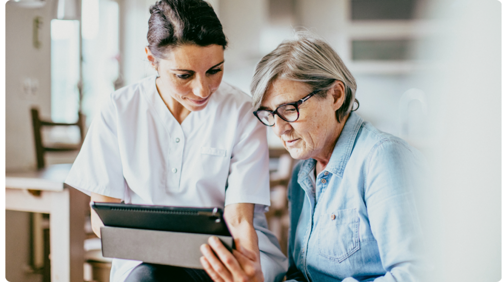 Healthcare worker with patient