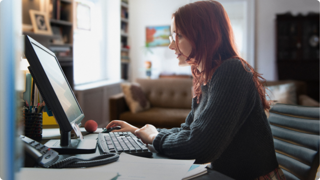 Woman working on her computer